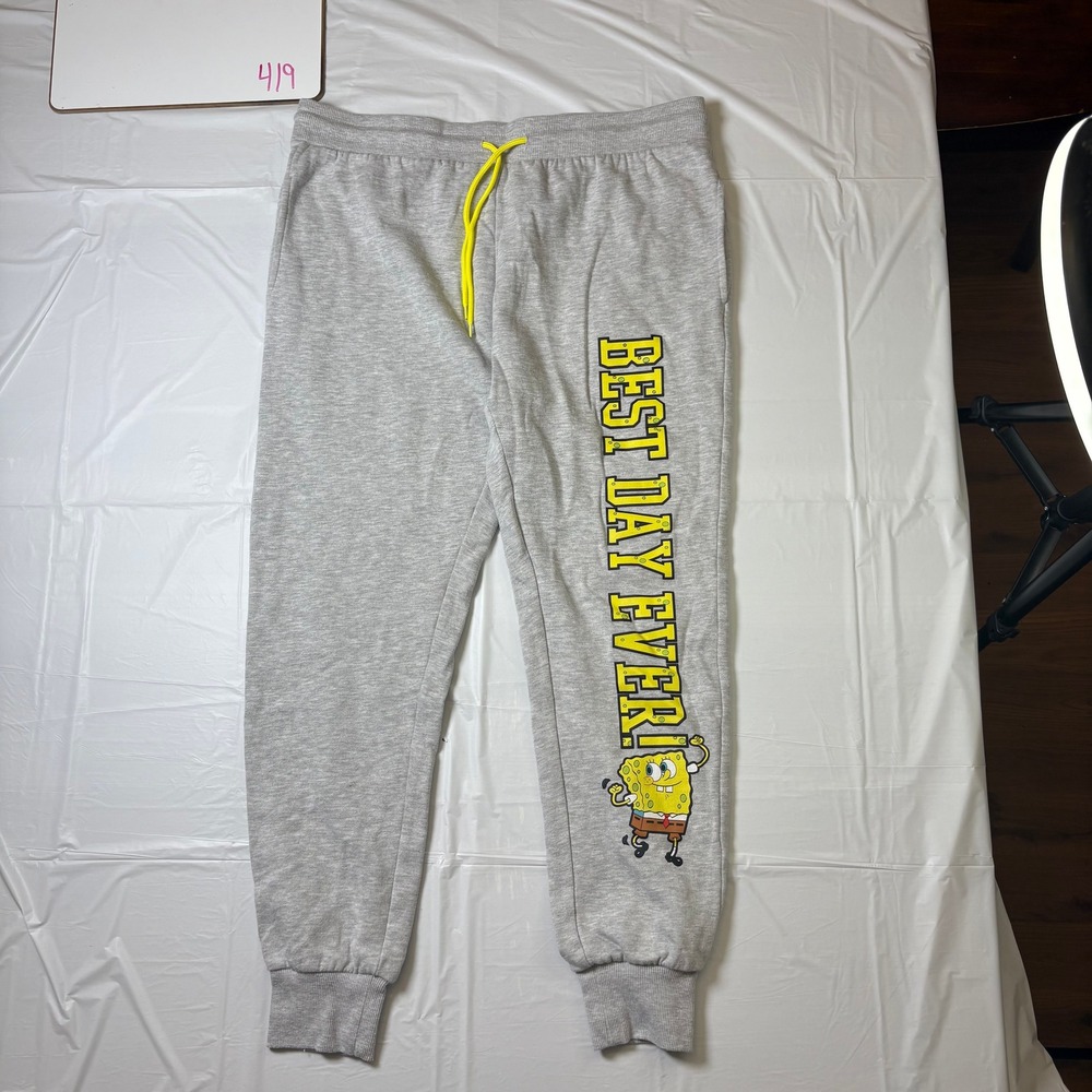 Nickelodeon Spongebob SquarePants Best Day Ever Grey Joggers Youth XL LJ40011LBQ